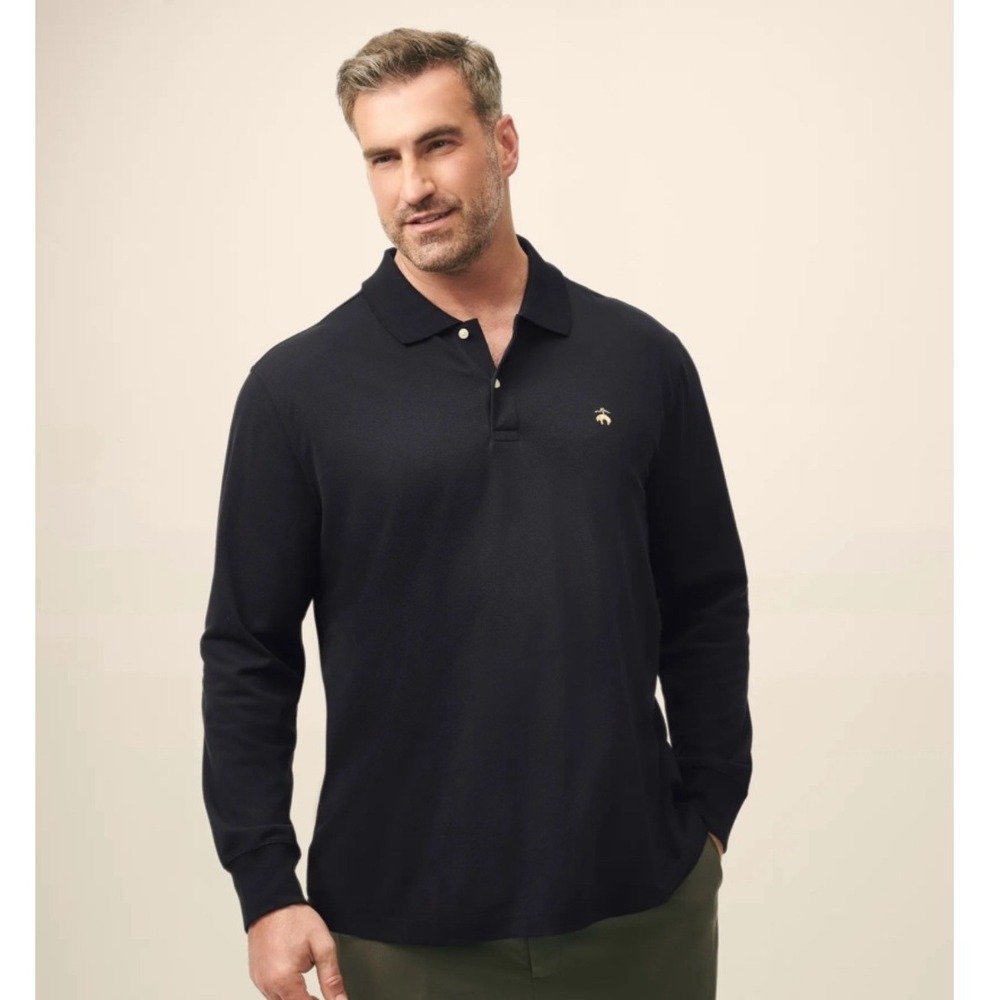 Brooks Brothers Mens 2XL Golden Fleece Supima Cotton Stretch LS Polo Shirt Black